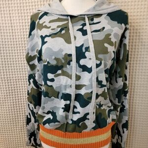 AQUA Brand Camouflage Hoodie with Orange Stripe